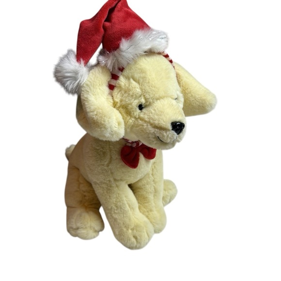 FAO Schwarz Golden Or Yellow Labrador W/ Santa Hat 14” Stuffed Animal Plush Pet - Picture 4 of 13